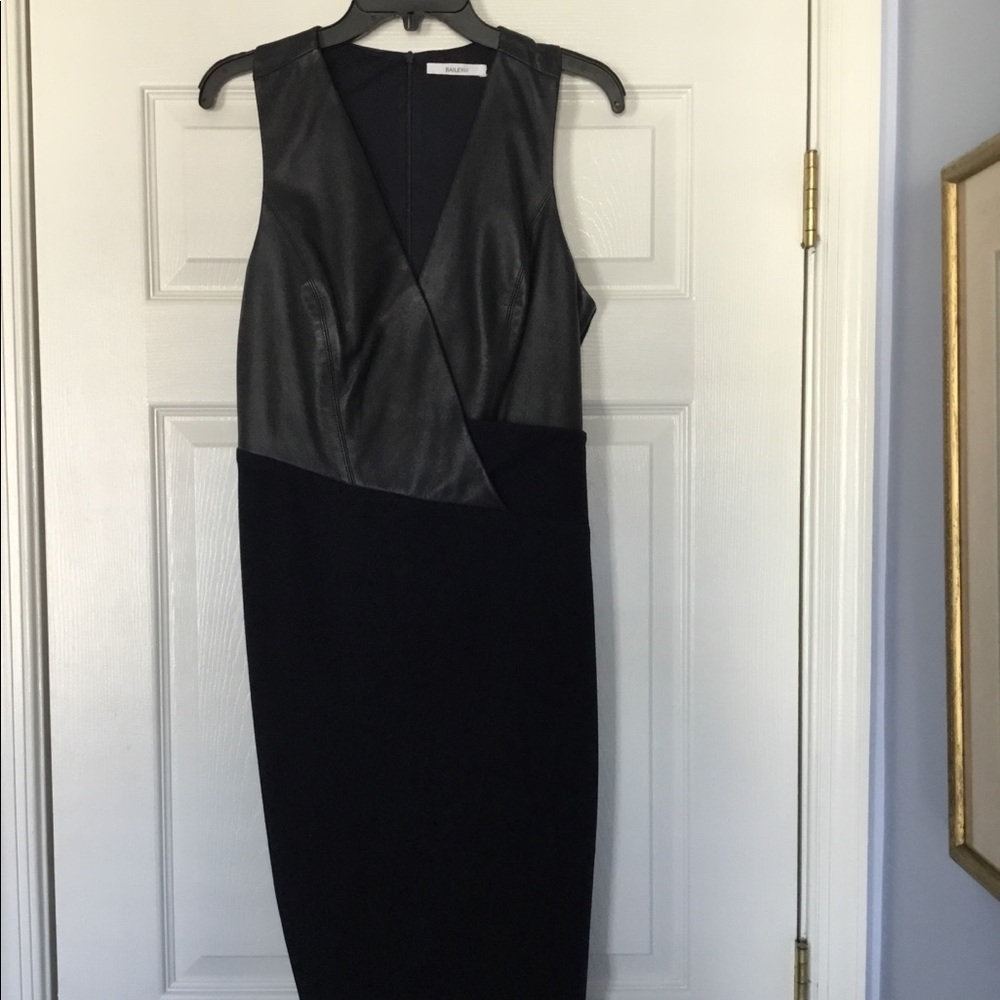 Dress with leather accents